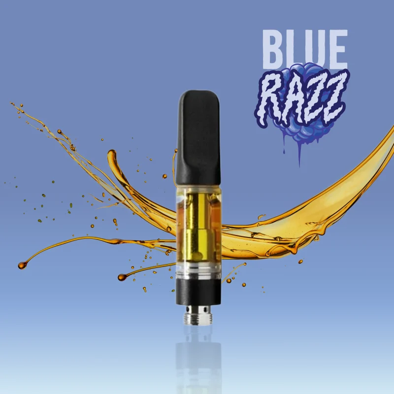 A vape cart of THCa strain blue razz potent and pure cheap thca carts