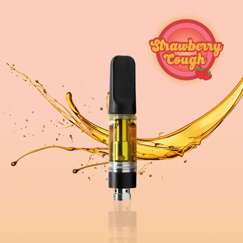 A vape cart of THCa strain strawberry cough potent and pure cheap thca carts