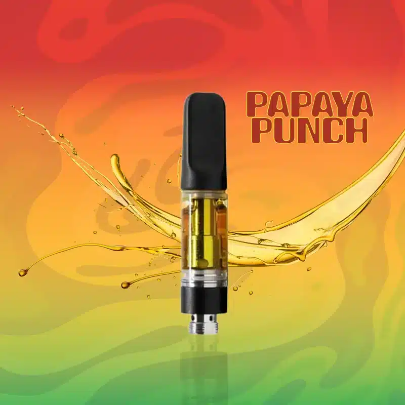 A vape cart of THCa strain papaya punch potent and pure cheap thca carts