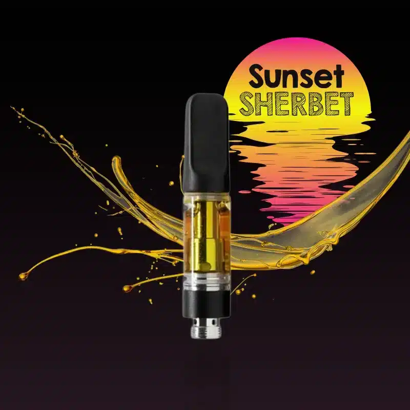 A vape cart of THCa strain sunset sherbet potent and pure cheap thca carts